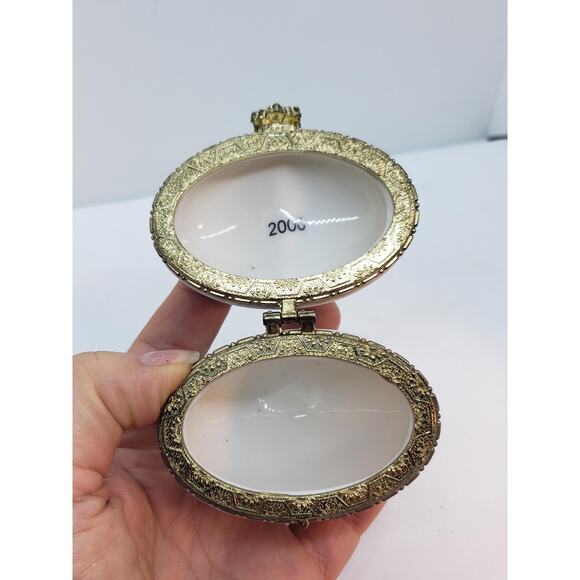 Vintage Porcelain Heart Jewelry Trinket Stash Ring Box Floral Roses 2000 - Picture 8 of 12